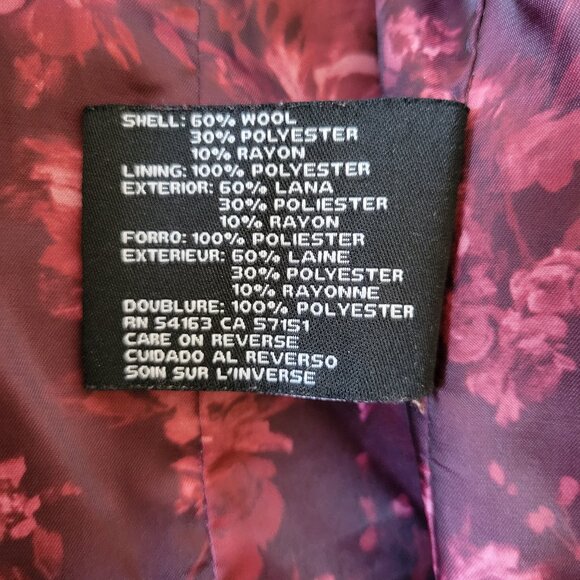 Guess Wool Women’s M, Maroon w/Gold Zippers Jacket, Moto Jacket, Full Zip & Full - Picture 8 of 13